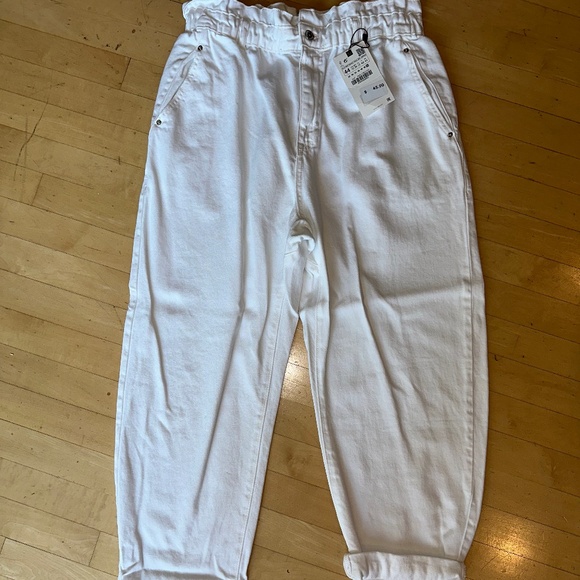 NWT ZARA | HIGH-WAISTED PAPERBAG BAGGY JEANS , 12, PG1447 - Picture 2 of 5